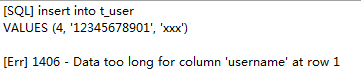 插入错误，数据过长